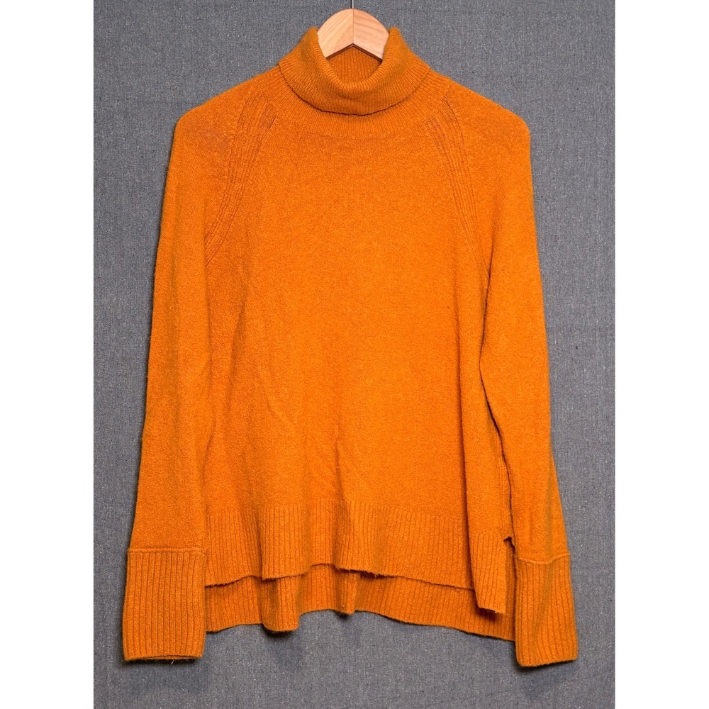 J.Crew Women Mustard Yellow Merino Wool Alpaca Blend Turtleneck Sweater‎ Size M